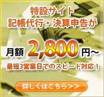 特設サイト 記帳代行・決算申告月額2,800円?