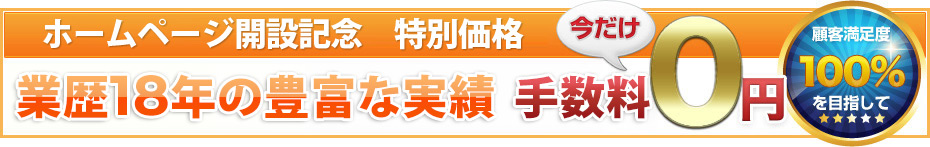 12月限定！ホームページ開設記念 特別価格 業歴13年の豊富な実績 手数料今だけ0円